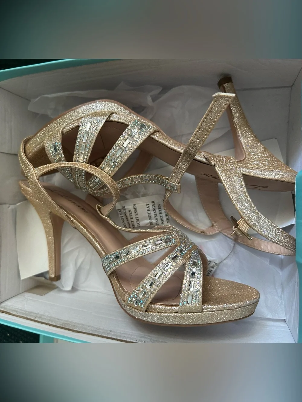 Nude Glitter Crystal Slingback Heels